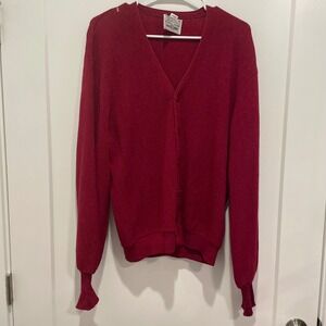 Vintage 60s Arnold Palmer Robert Bruce Cardigan Sweater Alpaca Wool Red Mens L